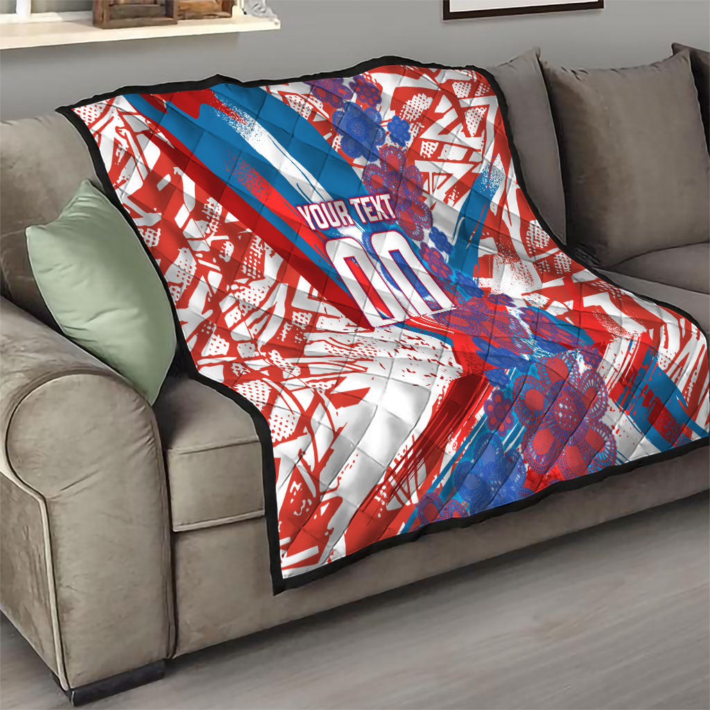 Personalized Paraguay Soccer Quilt Lion Football Mascot - Guarani Folk Art - Traditional Harp And Guitar