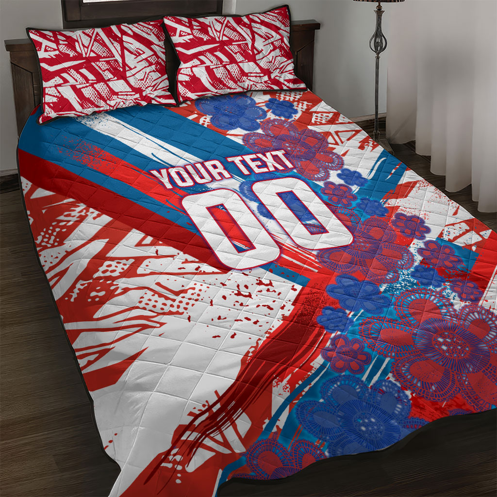 Personalized Paraguay Soccer Quilt Bed Set Lion Football Mascot - Guarani Folk Art - Traditional Harp And Guitar