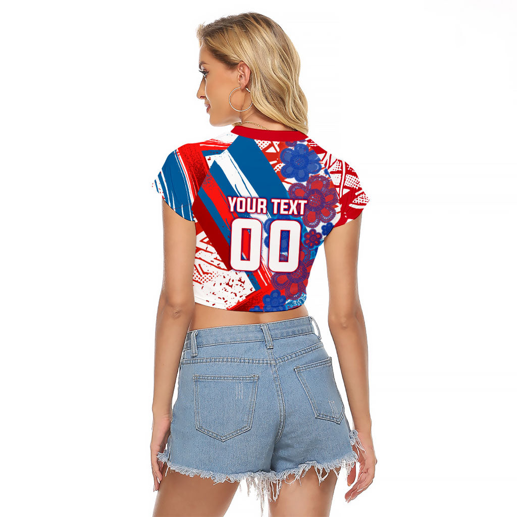 Personalized Paraguay Soccer Raglan Cropped T Shirt Lion Football Mascot - Guarani Folk Art - Traditional Harp And Guitar
