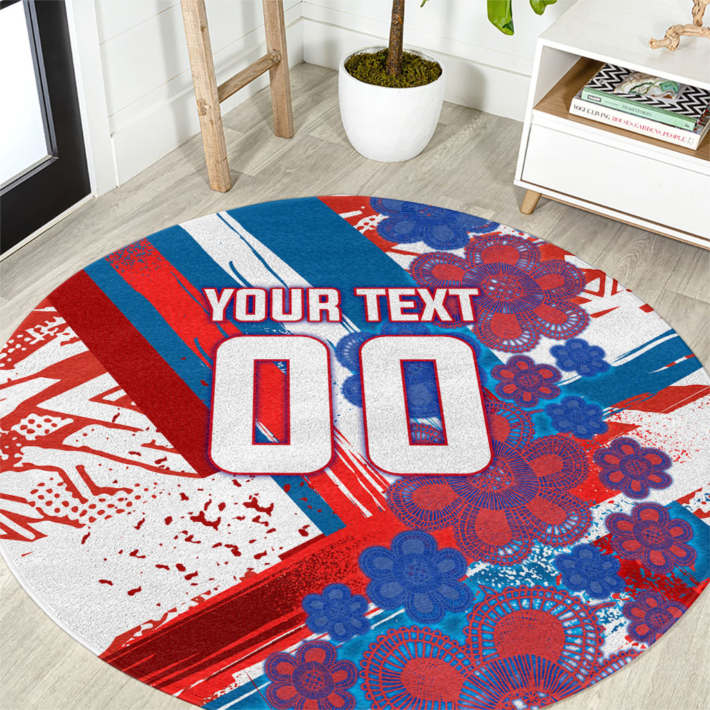 Personalized Paraguay Soccer Round Carpet Lion Football Mascot - Guarani Folk Art - Traditional Harp And Guitar