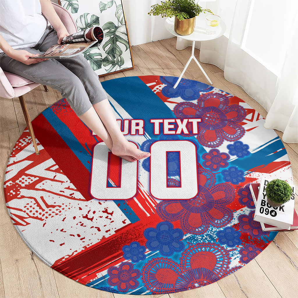 Personalized Paraguay Soccer Round Carpet Lion Football Mascot - Guarani Folk Art - Traditional Harp And Guitar