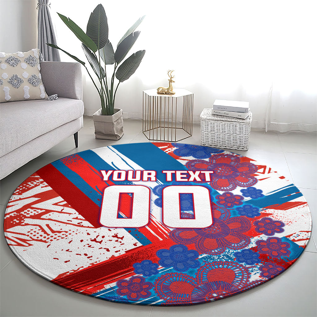 Personalized Paraguay Soccer Round Carpet Lion Football Mascot - Guarani Folk Art - Traditional Harp And Guitar