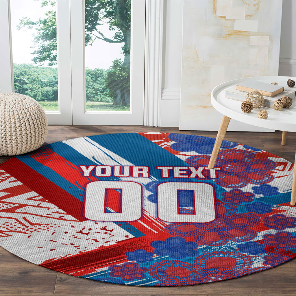 Personalized Paraguay Soccer Round Carpet Lion Football Mascot - Guarani Folk Art - Traditional Harp And Guitar