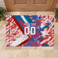 Personalized Paraguay Soccer Rubber Doormat Lion Football Mascot - Guarani Folk Art - Traditional Harp And Guitar