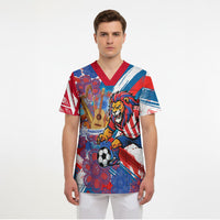 Personalized Paraguay Soccer Scrub Top Lion Football Mascot - Guarani Folk Art - Traditional Harp And Guitar