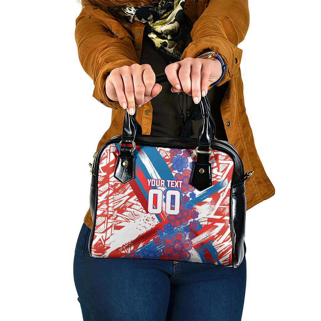 Personalized Paraguay Soccer Shoulder Handbag Lion Football Mascot - Guarani Folk Art - Traditional Harp And Guitar