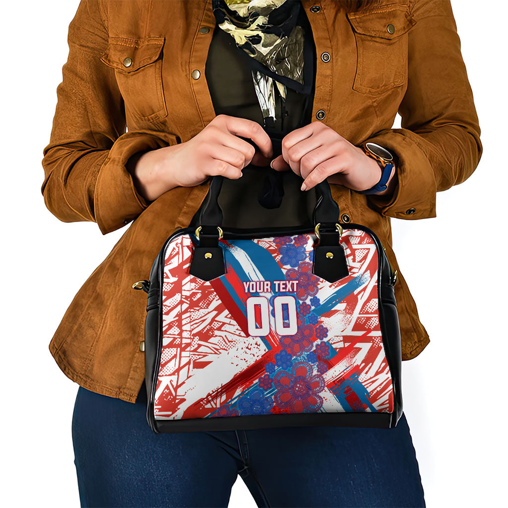 Personalized Paraguay Soccer Shoulder Handbag Lion Football Mascot - Guarani Folk Art - Traditional Harp And Guitar