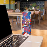 Personalized Paraguay Soccer Skinny Tumbler Lion Football Mascot - Guarani Folk Art - Traditional Harp And Guitar