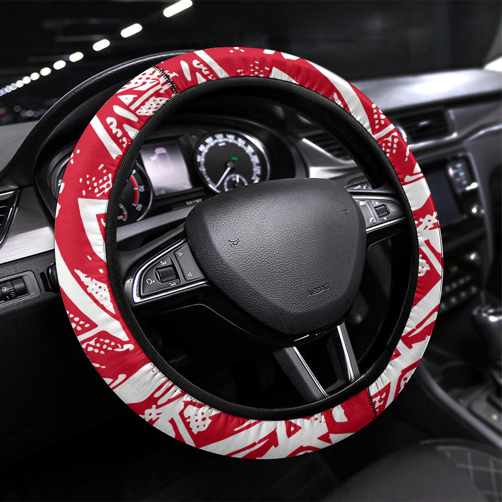 Paraguay Soccer Steering Wheel Cover Lion Football Mascot - Guarani Folk Art - Traditional Harp And Guitar