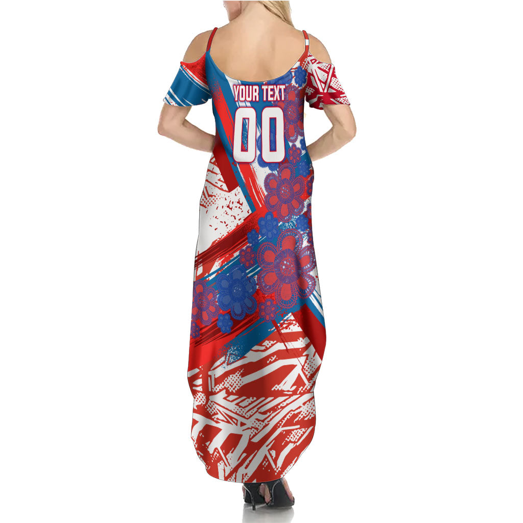 Personalized Paraguay Soccer Summer Maxi Dress Lion Football Mascot - Guarani Folk Art - Traditional Harp And Guitar