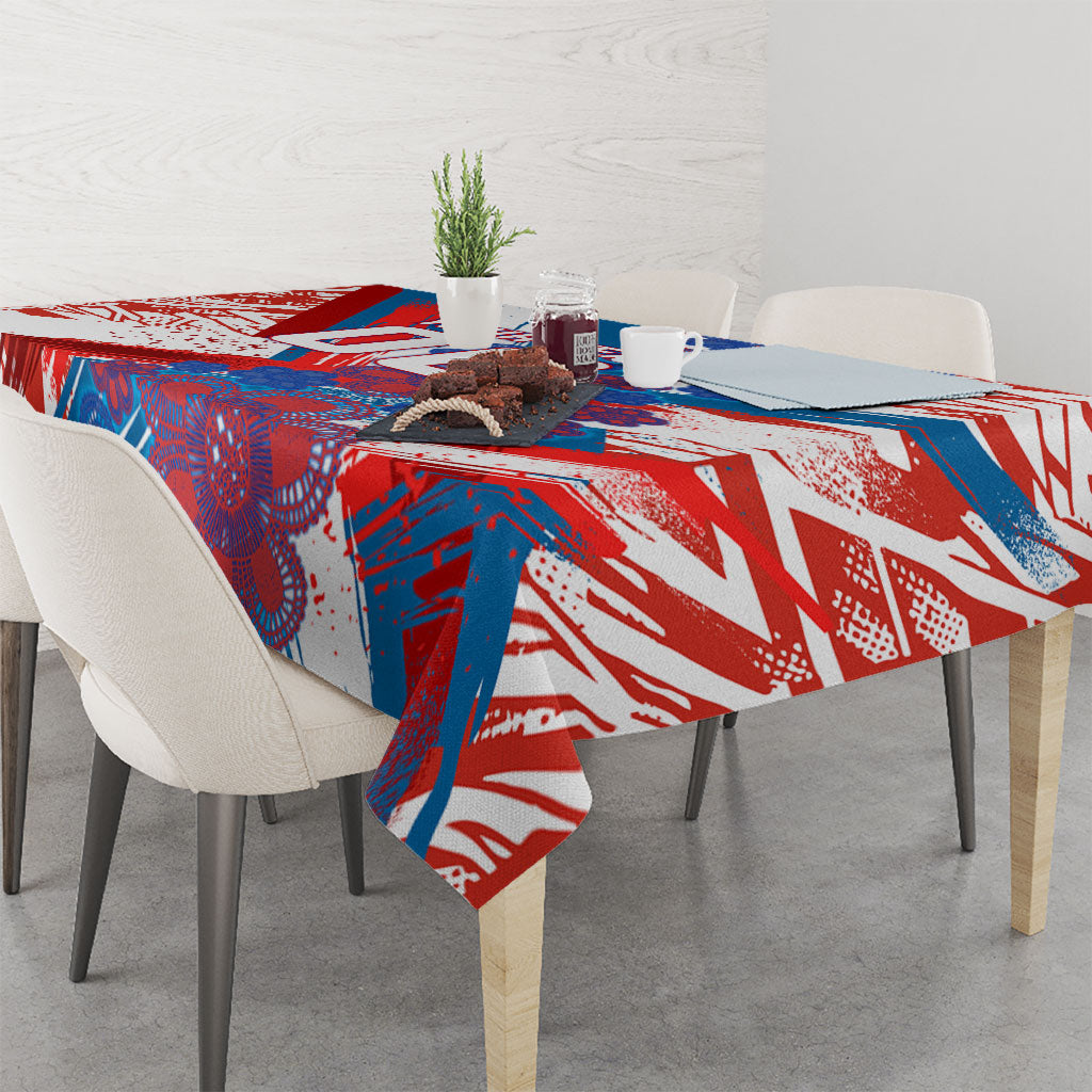 Personalized Paraguay Soccer Tablecloth Lion Football Mascot - Guarani Folk Art - Traditional Harp And Guitar