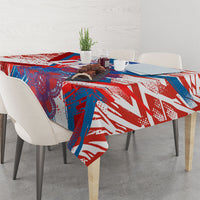 Personalized Paraguay Soccer Tablecloth Lion Football Mascot - Guarani Folk Art - Traditional Harp And Guitar