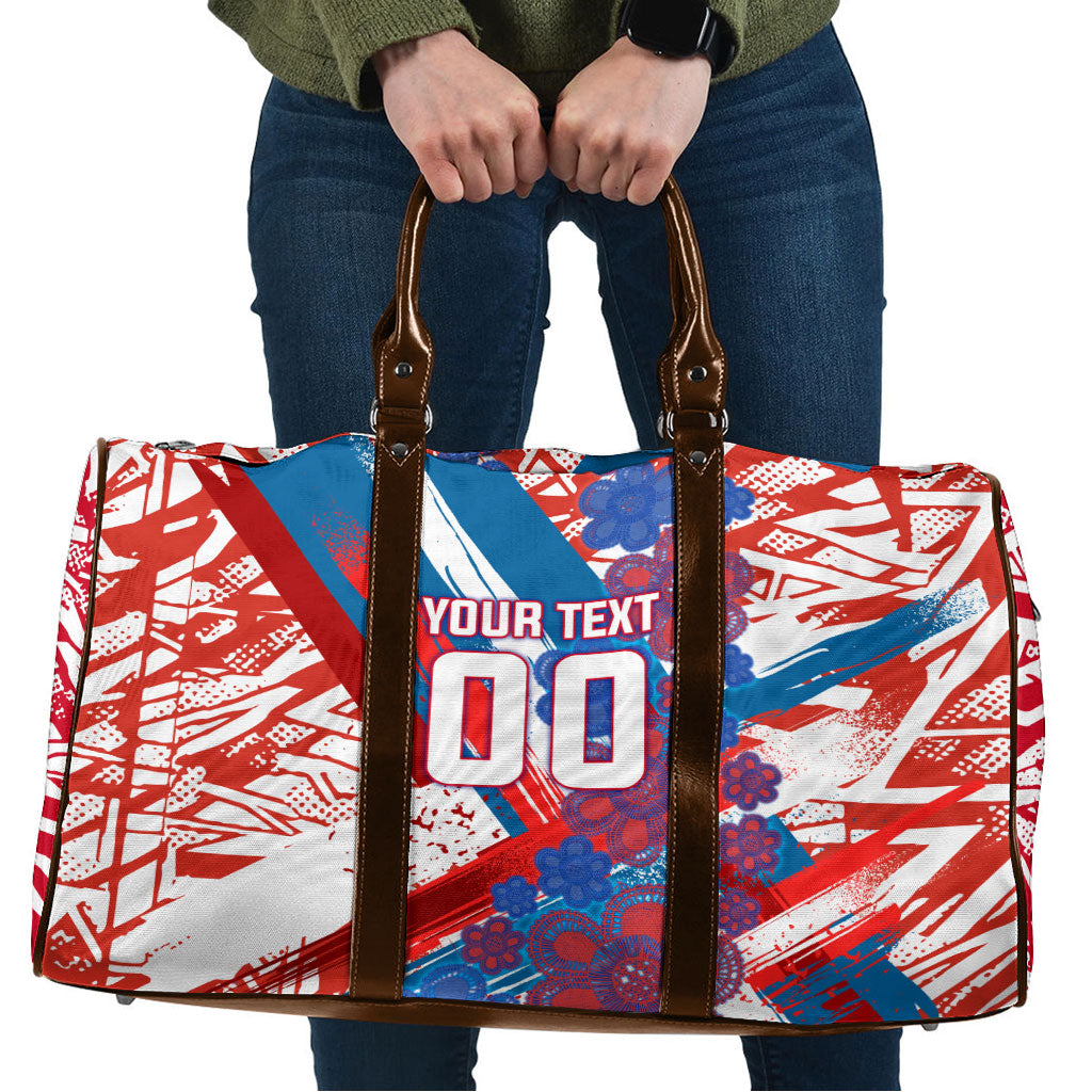 Personalized Paraguay Soccer Travel Bag Lion Football Mascot - Guarani Folk Art - Traditional Harp And Guitar