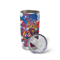 Personalized Paraguay Soccer Tumbler Cup Lion Football Mascot - Guarani Folk Art - Traditional Harp And Guitar