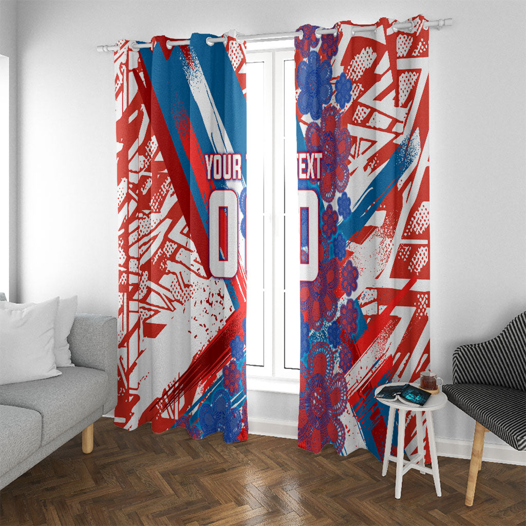 Personalized Paraguay Soccer Window Curtain Lion Football Mascot - Guarani Folk Art - Traditional Harp And Guitar