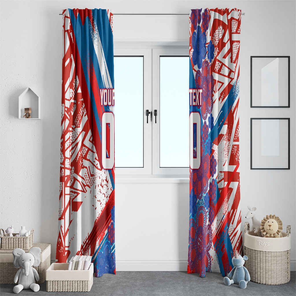 Personalized Paraguay Soccer Window Curtain Lion Football Mascot - Guarani Folk Art - Traditional Harp And Guitar