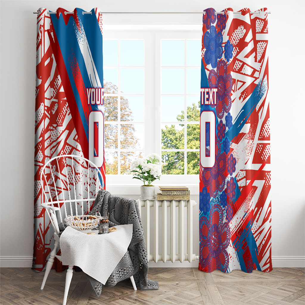 Personalized Paraguay Soccer Window Curtain Lion Football Mascot - Guarani Folk Art - Traditional Harp And Guitar