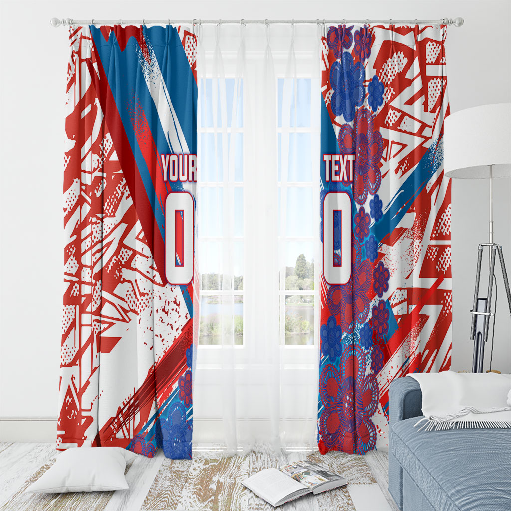 Personalized Paraguay Soccer Window Curtain Lion Football Mascot - Guarani Folk Art - Traditional Harp And Guitar