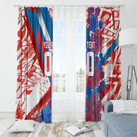 Personalized Paraguay Soccer Window Curtain Lion Football Mascot - Guarani Folk Art - Traditional Harp And Guitar