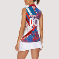 Personalized Paraguay Soccer Women Sleeveless Polo Shirt Lion Football Mascot - Guarani Folk Art - Traditional Harp And Guitar