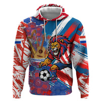 Personalized Paraguay Soccer Zip Hoodie Lion Football Mascot - Guarani Folk Art - Traditional Harp And Guitar