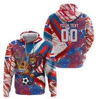 Personalized Paraguay Soccer Zip Hoodie Lion Football Mascot - Guarani Folk Art - Traditional Harp And Guitar