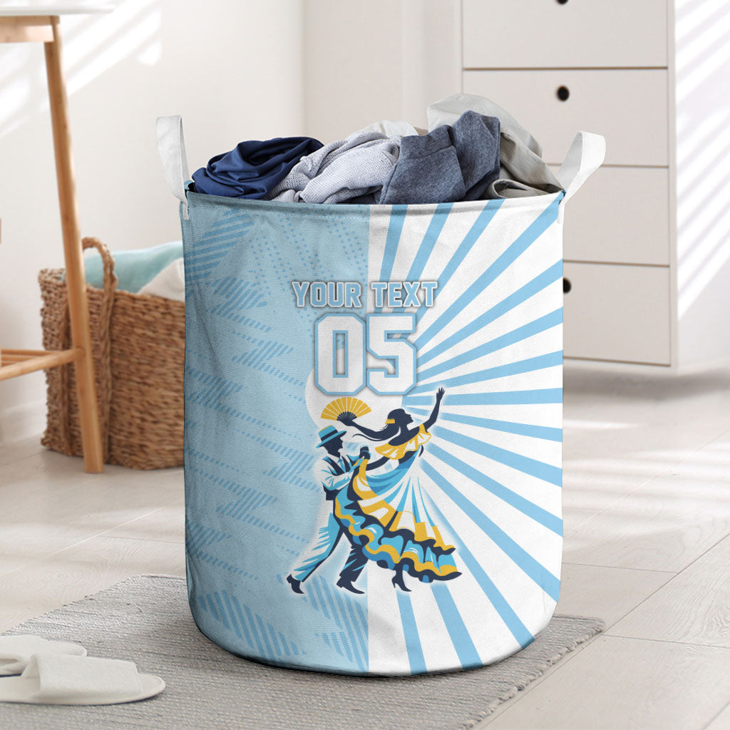 Personalized Uruguay Soccer Laundry Basket Cultural Dance Drums Sun Emblem Dynamic Flag