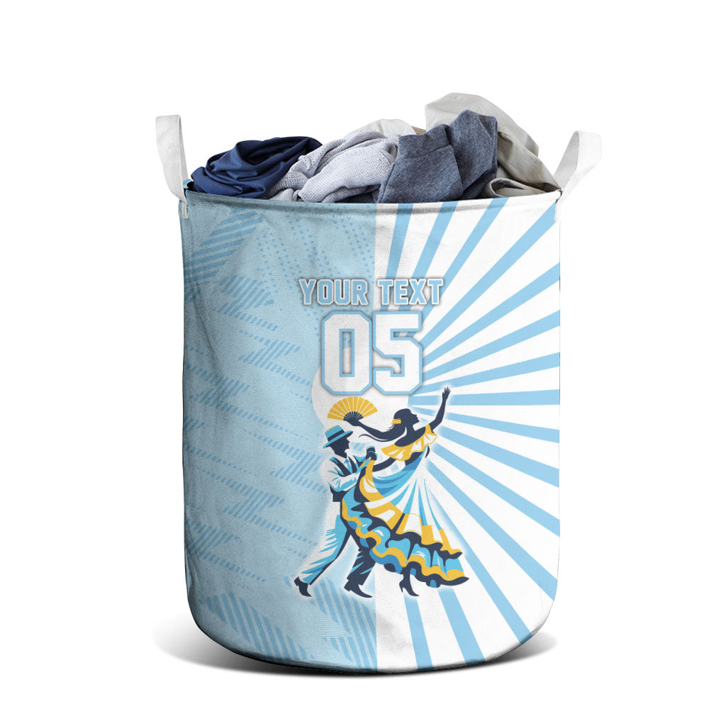 Personalized Uruguay Soccer Laundry Basket Cultural Dance Drums Sun Emblem Dynamic Flag