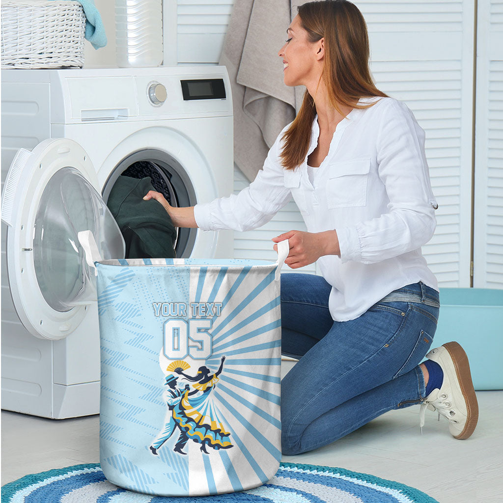 Personalized Uruguay Soccer Laundry Basket Cultural Dance Drums Sun Emblem Dynamic Flag