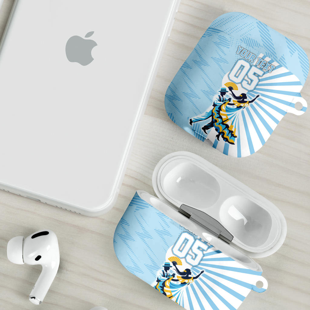 Personalized Uruguay Soccer AirPods Case Cultural Dance Drums Sun Emblem Dynamic Flag