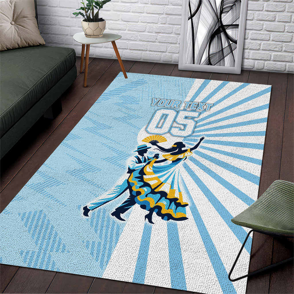 Personalized Uruguay Soccer Area Rug Cultural Dance Drums Sun Emblem Dynamic Flag