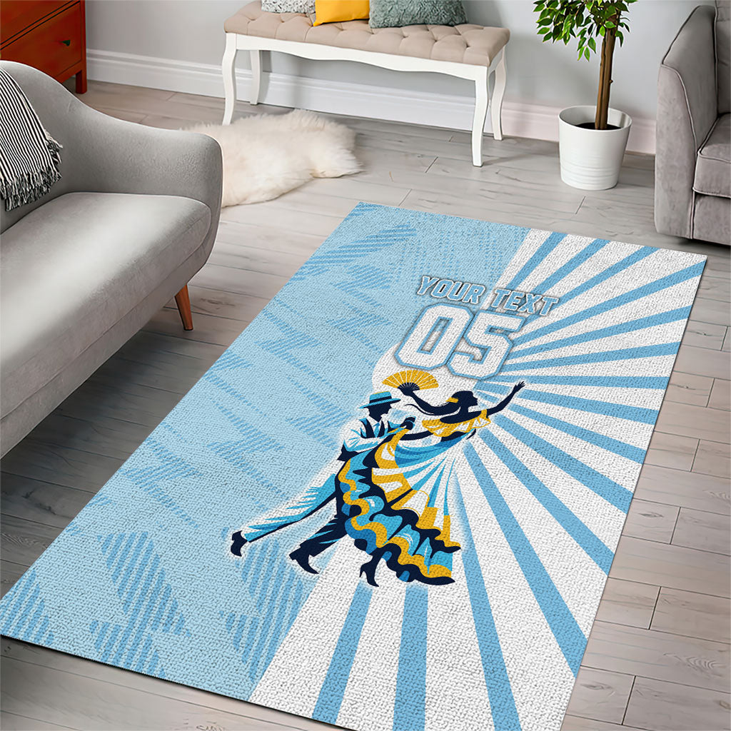 Personalized Uruguay Soccer Area Rug Cultural Dance Drums Sun Emblem Dynamic Flag