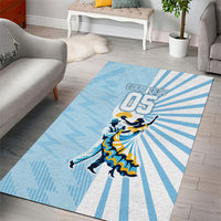 Personalized Uruguay Soccer Area Rug Cultural Dance Drums Sun Emblem Dynamic Flag
