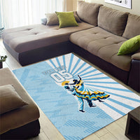 Personalized Uruguay Soccer Area Rug Cultural Dance Drums Sun Emblem Dynamic Flag