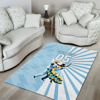 Personalized Uruguay Soccer Area Rug Cultural Dance Drums Sun Emblem Dynamic Flag