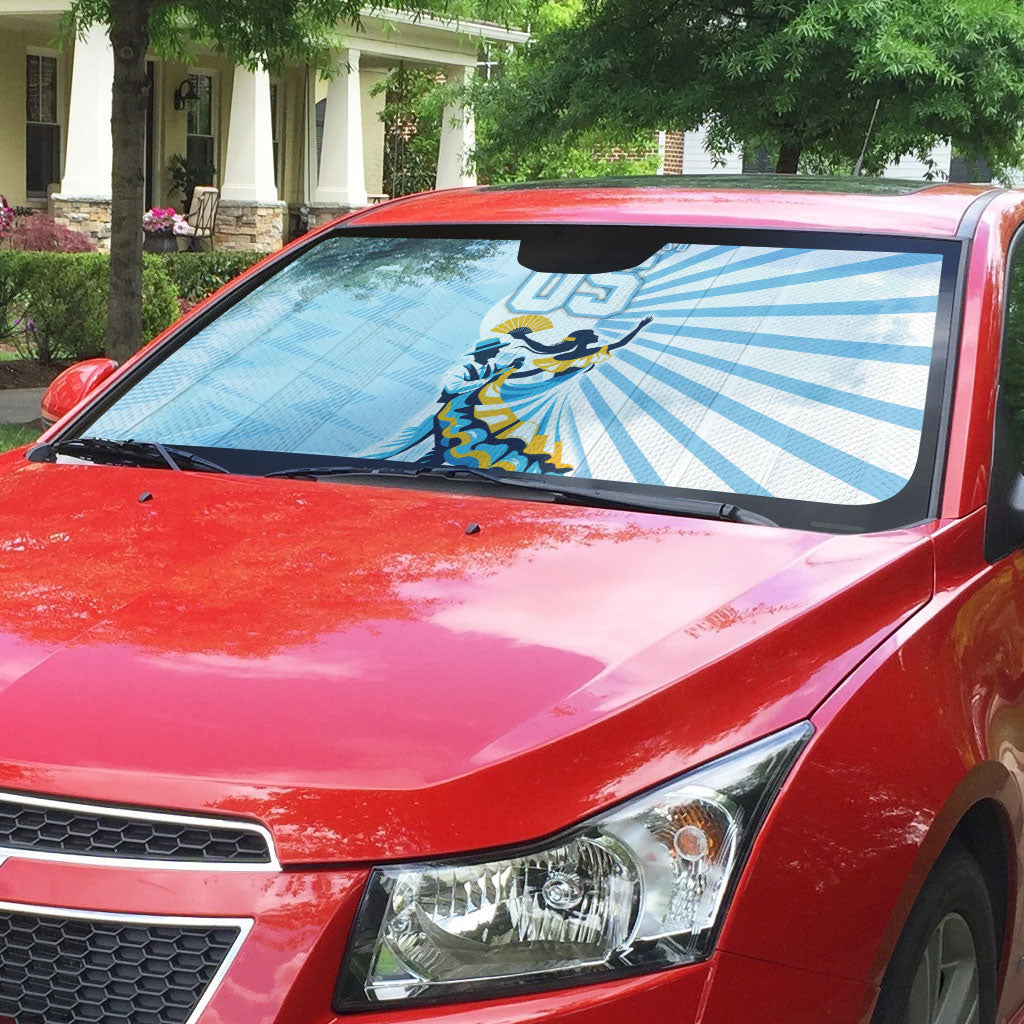 Personalized Uruguay Soccer Auto Sun Shade Cultural Dance Drums Sun Emblem Dynamic Flag