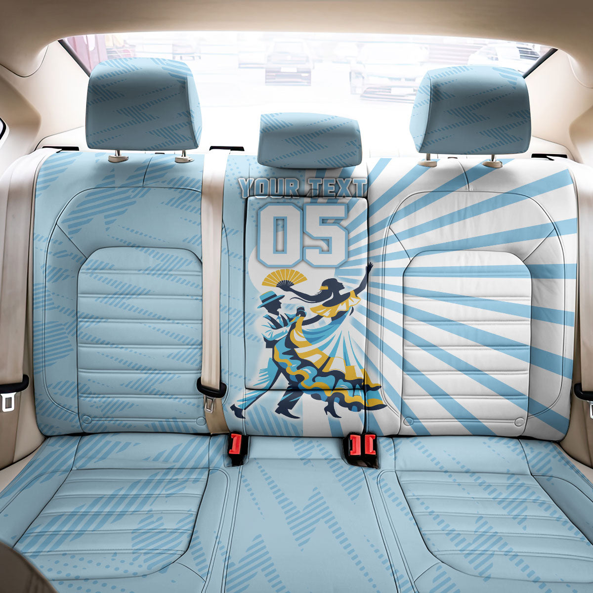 Personalized Uruguay Soccer Back Car Seat Cover Cultural Dance Drums Sun Emblem Dynamic Flag