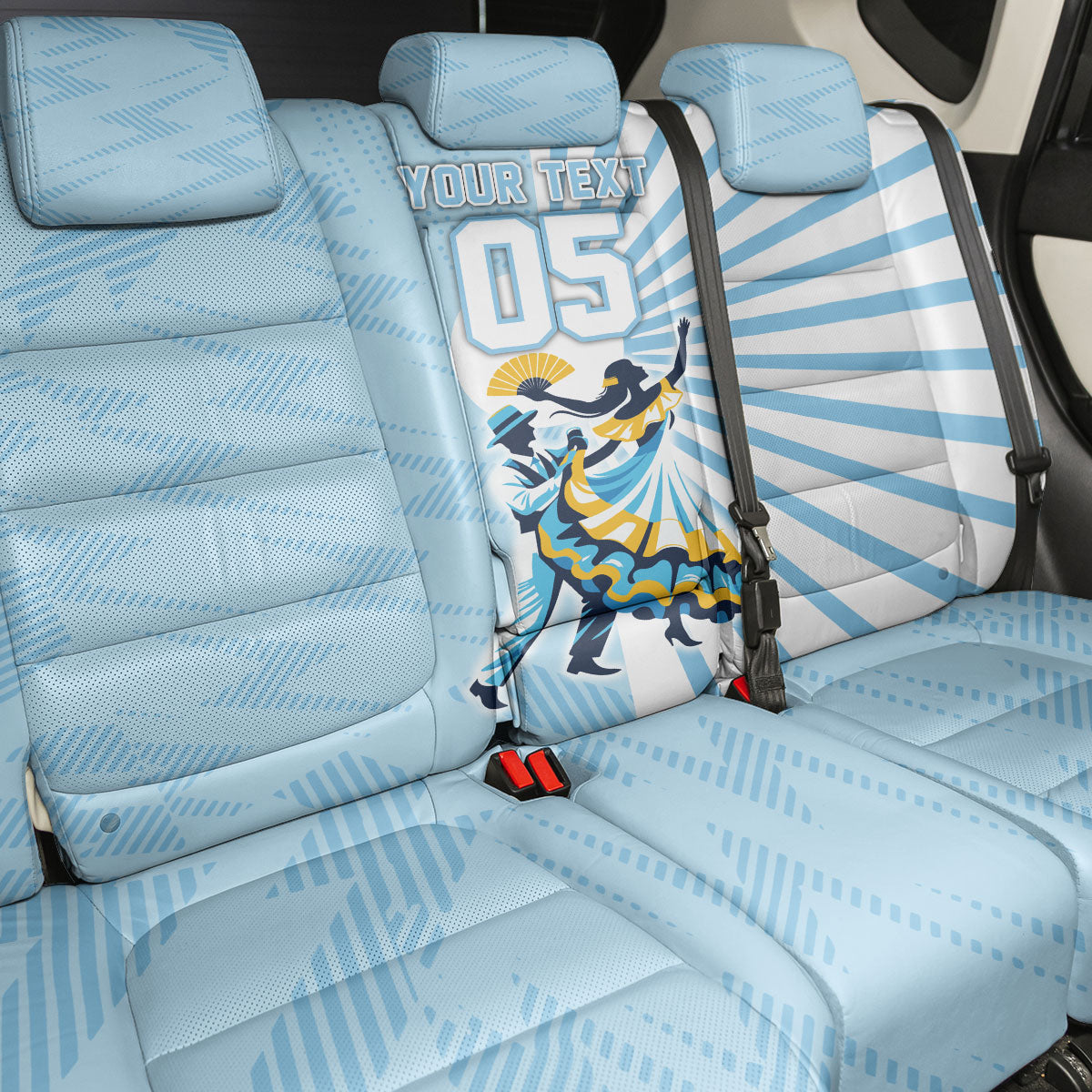 Personalized Uruguay Soccer Back Car Seat Cover Cultural Dance Drums Sun Emblem Dynamic Flag