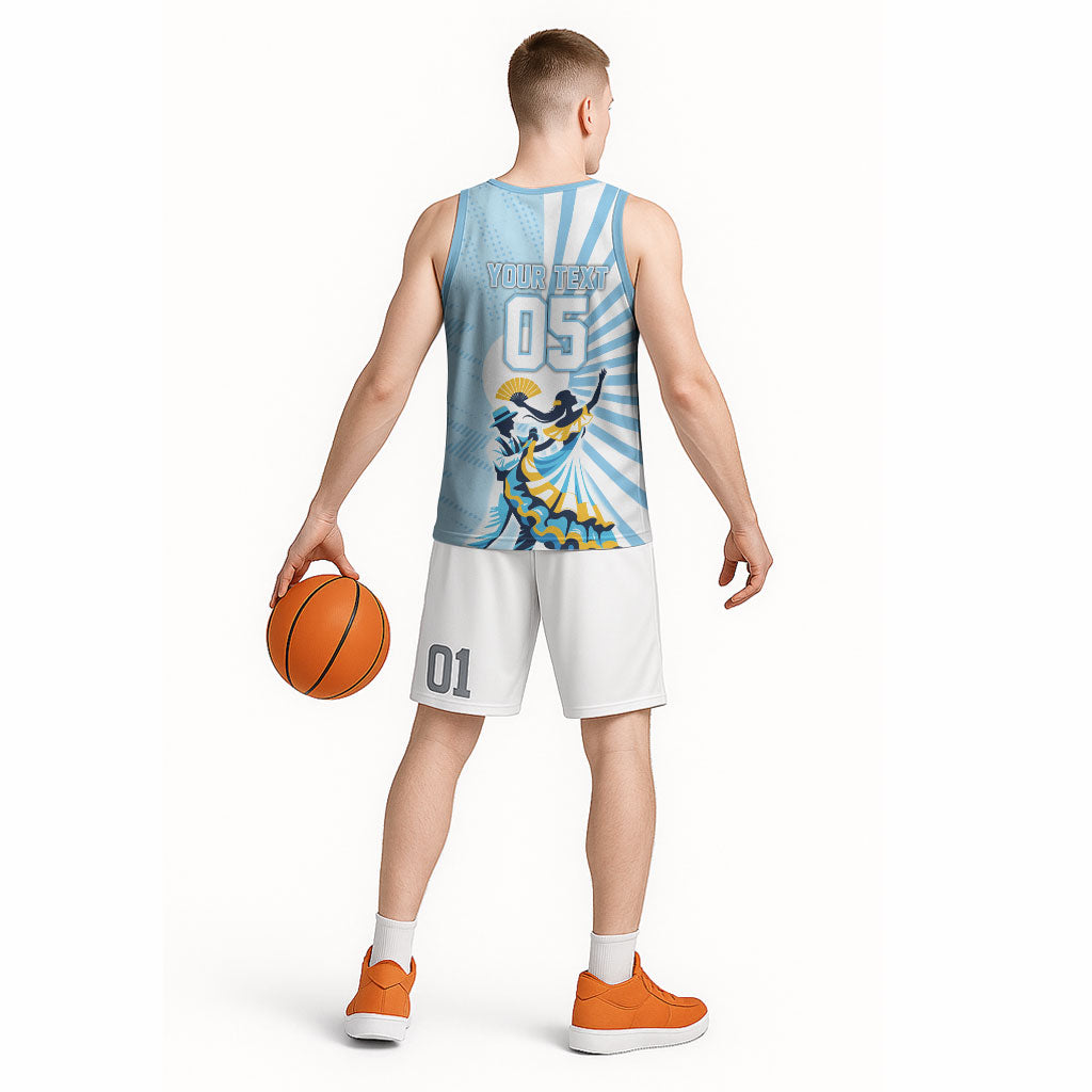 Personalized Uruguay Soccer Basketball Jersey Cultural Dance Drums Sun Emblem Dynamic Flag