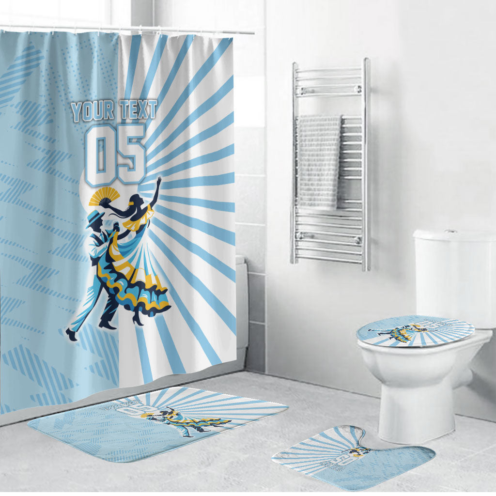 Personalized Uruguay Soccer Bathroom Set Cultural Dance Drums Sun Emblem Dynamic Flag