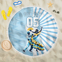 Personalized Uruguay Soccer Beach Blanket Cultural Dance Drums Sun Emblem Dynamic Flag