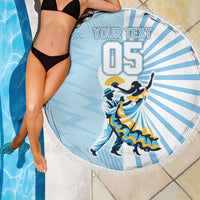 Personalized Uruguay Soccer Beach Blanket Cultural Dance Drums Sun Emblem Dynamic Flag