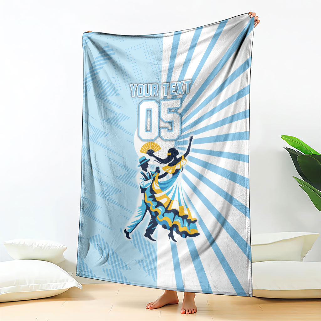 Personalized Uruguay Soccer Blanket Cultural Dance Drums Sun Emblem Dynamic Flag
