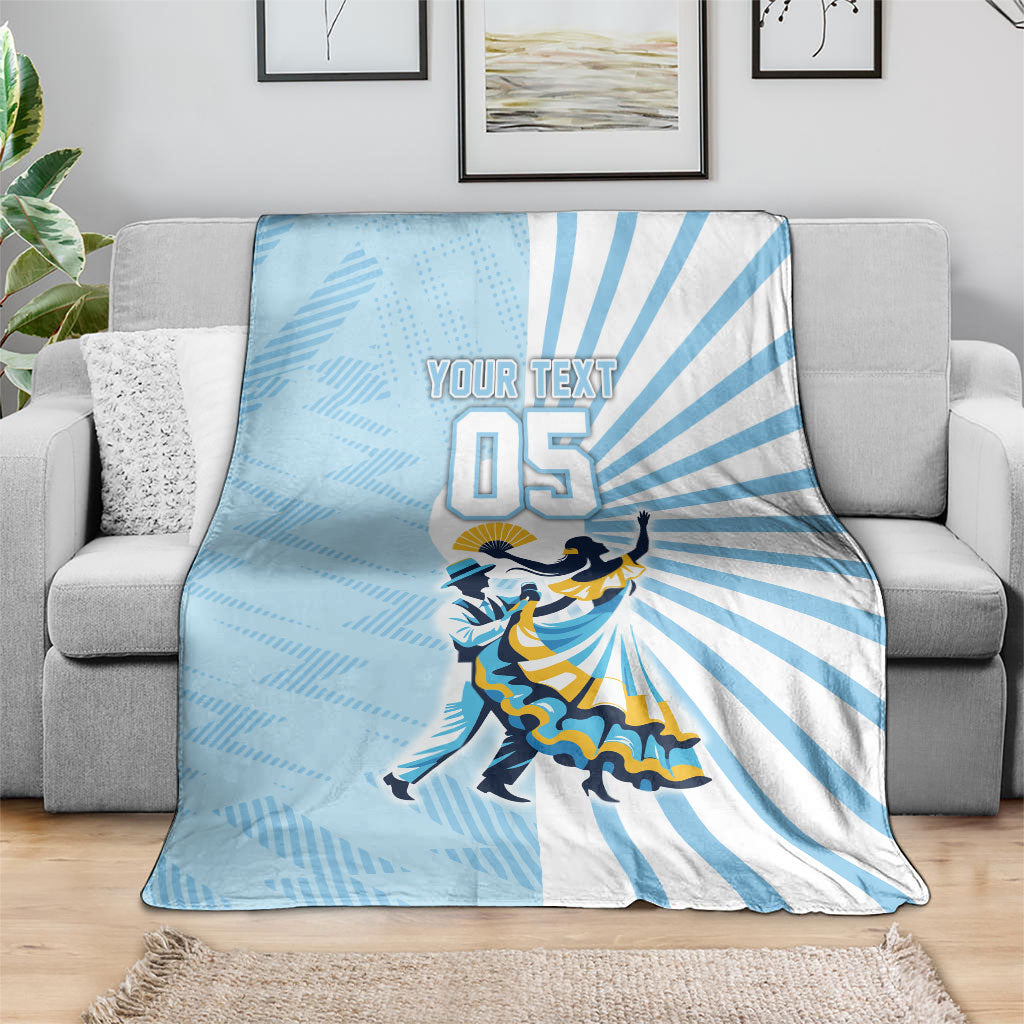 Personalized Uruguay Soccer Blanket Cultural Dance Drums Sun Emblem Dynamic Flag