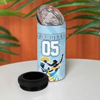 Personalized Uruguay Soccer 4 in 1 Can Cooler Tumbler Cultural Dance Drums Sun Emblem Dynamic Flag