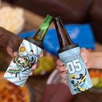 Personalized Uruguay Soccer 4 in 1 Can Cooler Tumbler Cultural Dance Drums Sun Emblem Dynamic Flag