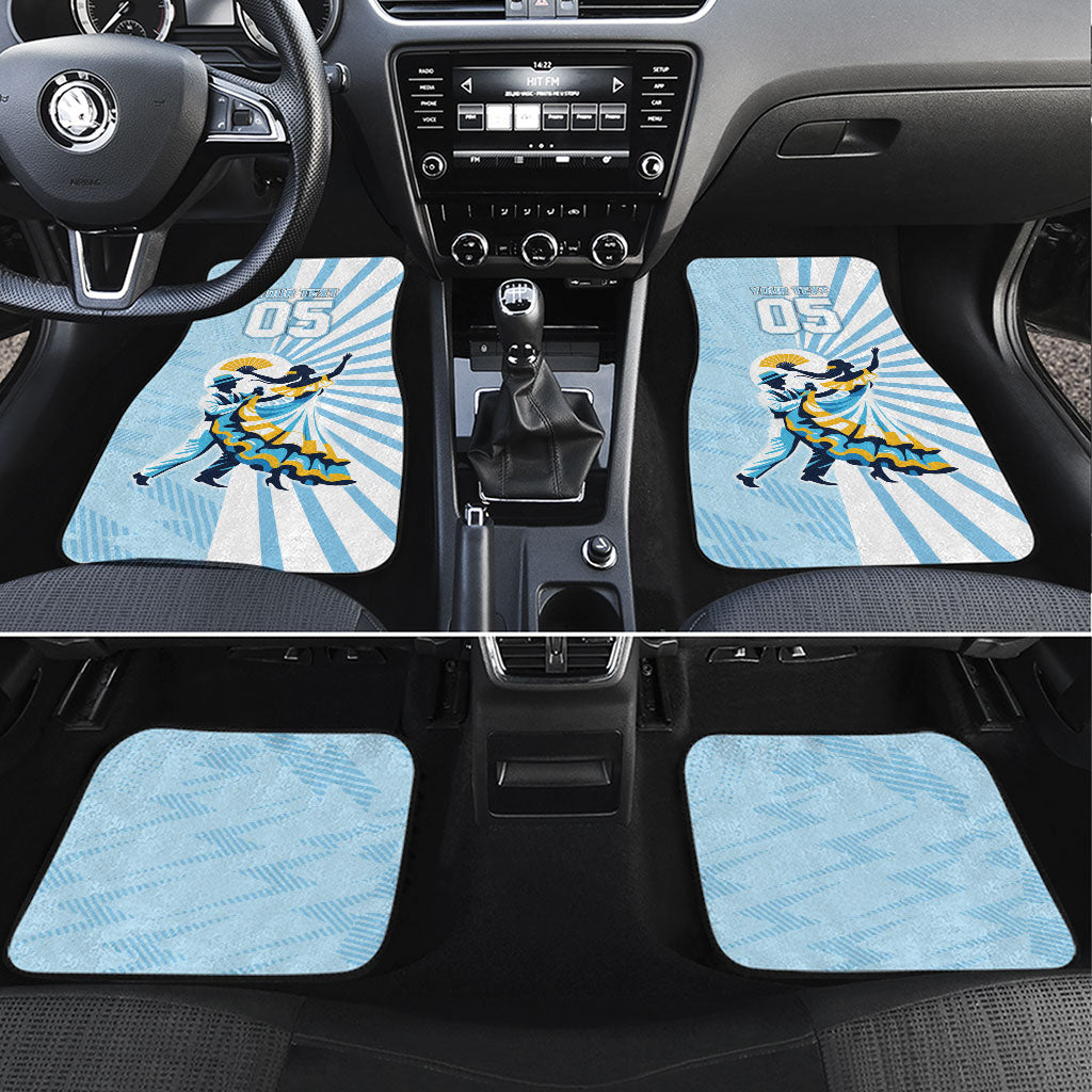 Personalized Uruguay Soccer Car Mats Cultural Dance Drums Sun Emblem Dynamic Flag
