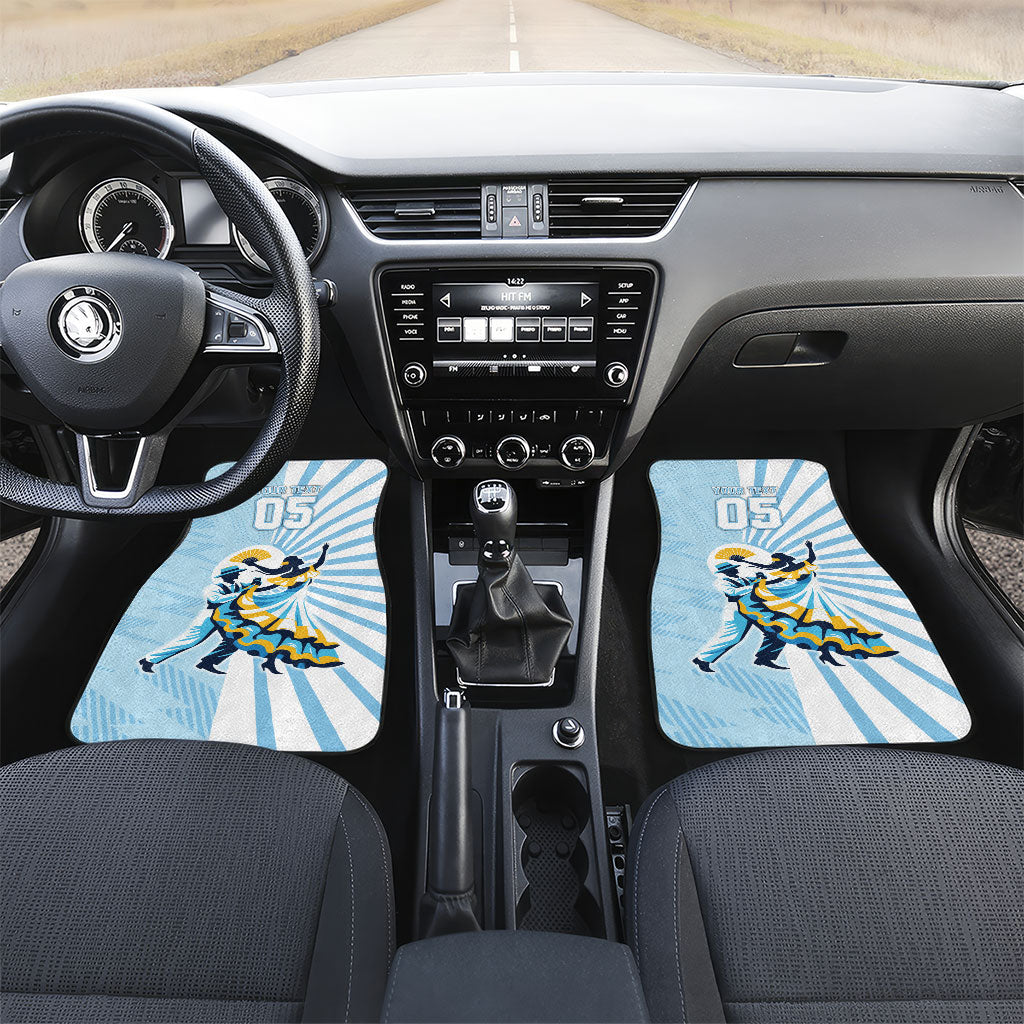 Personalized Uruguay Soccer Car Mats Cultural Dance Drums Sun Emblem Dynamic Flag
