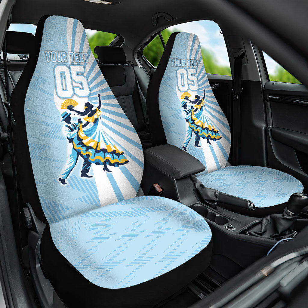 Personalized Uruguay Soccer Car Seat Cover Cultural Dance Drums Sun Emblem Dynamic Flag