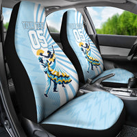 Personalized Uruguay Soccer Car Seat Cover Cultural Dance Drums Sun Emblem Dynamic Flag